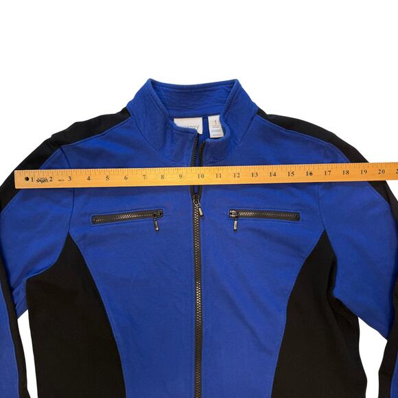 Zenergy by Chico’s Jacket 1 (L) Royal Blue Black Zip Front Activewear Stretch - Picture 8 of 11